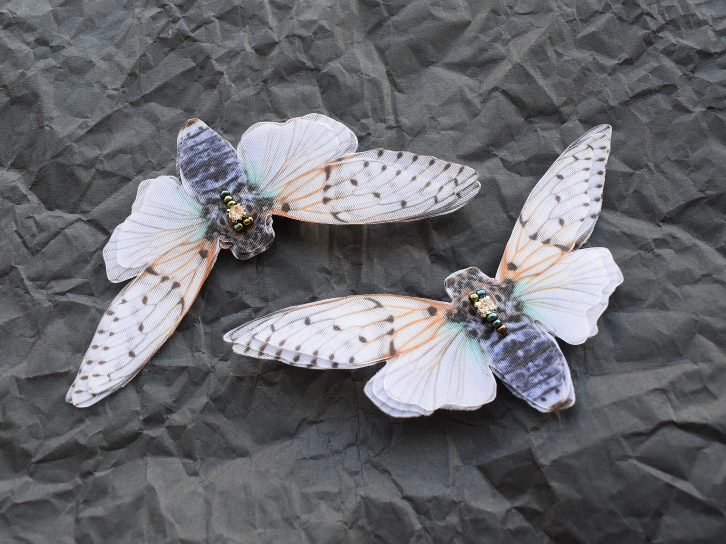 Silk cicada hair clips pins or brooch