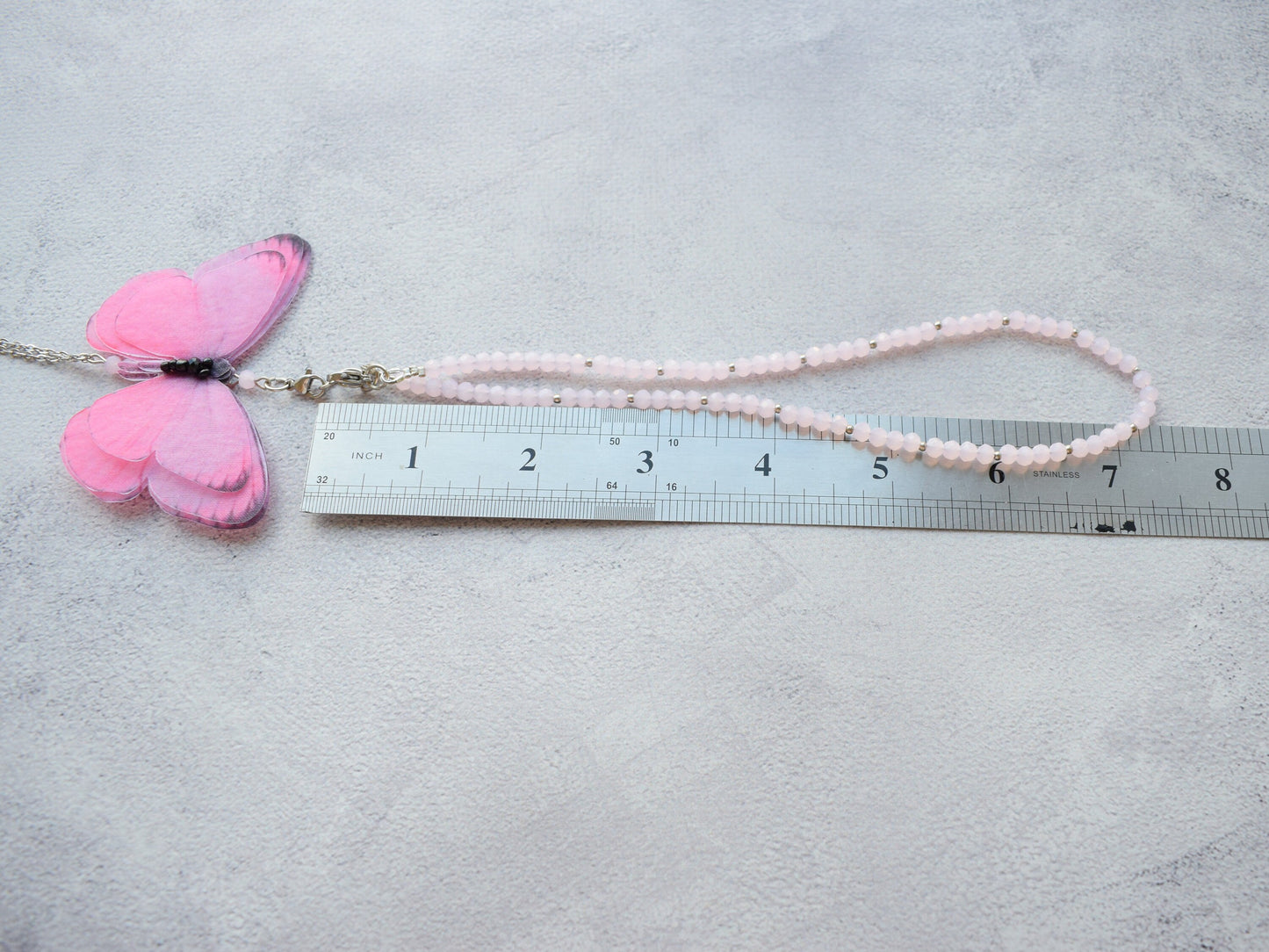 Pink Butterfly Backdrop Necklace