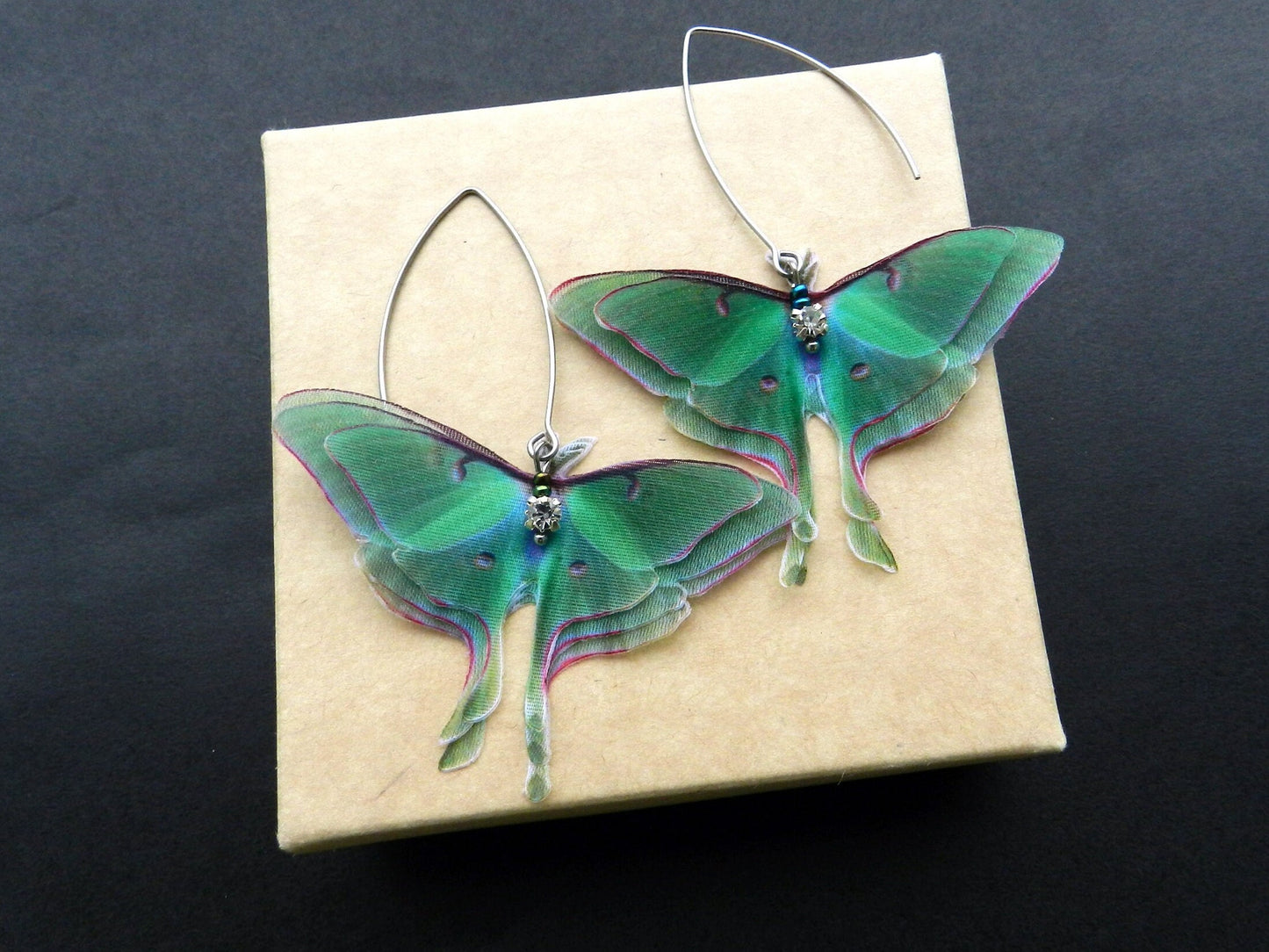 Luna moth drop earrings