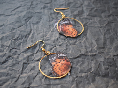 Silk leopard butterflies hoop earrings