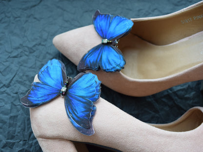 Blue Butterflies Bridal Shoe Clips