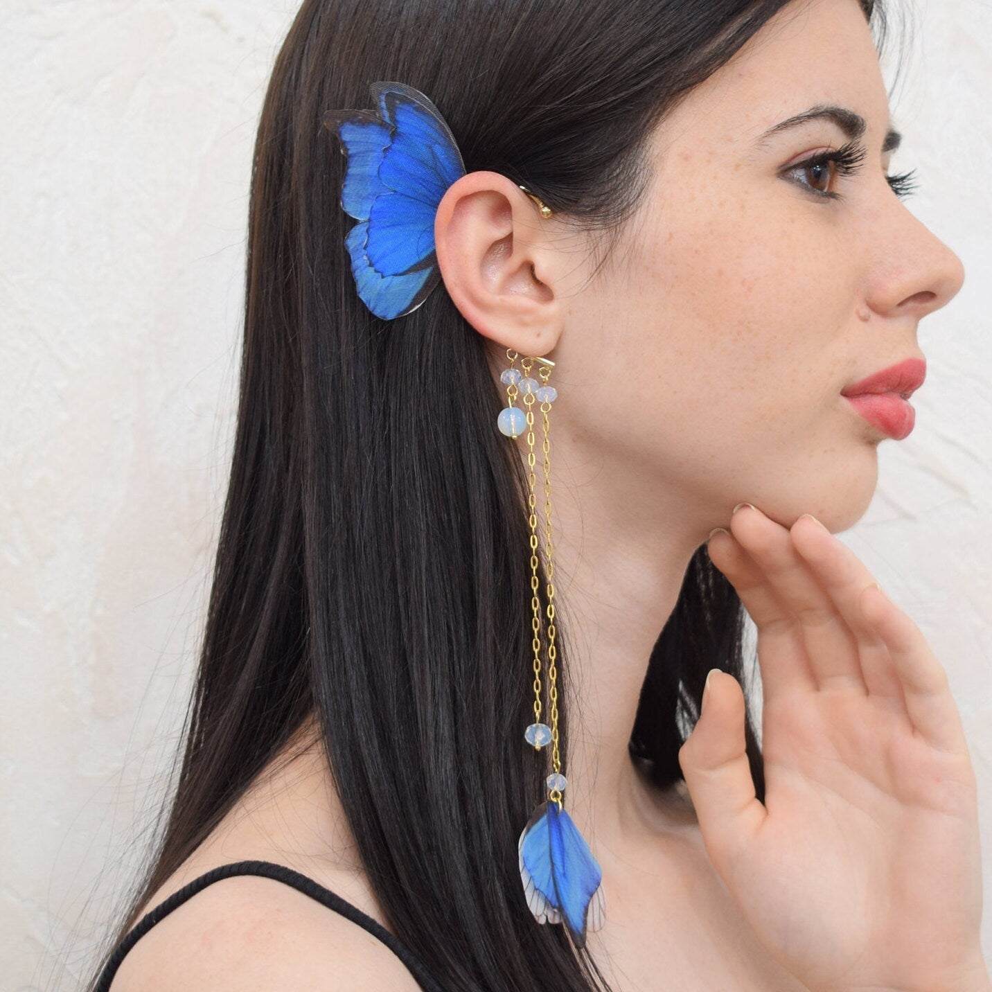 Ear Cuff No Piercing Blue Butterflies or Luna Moth