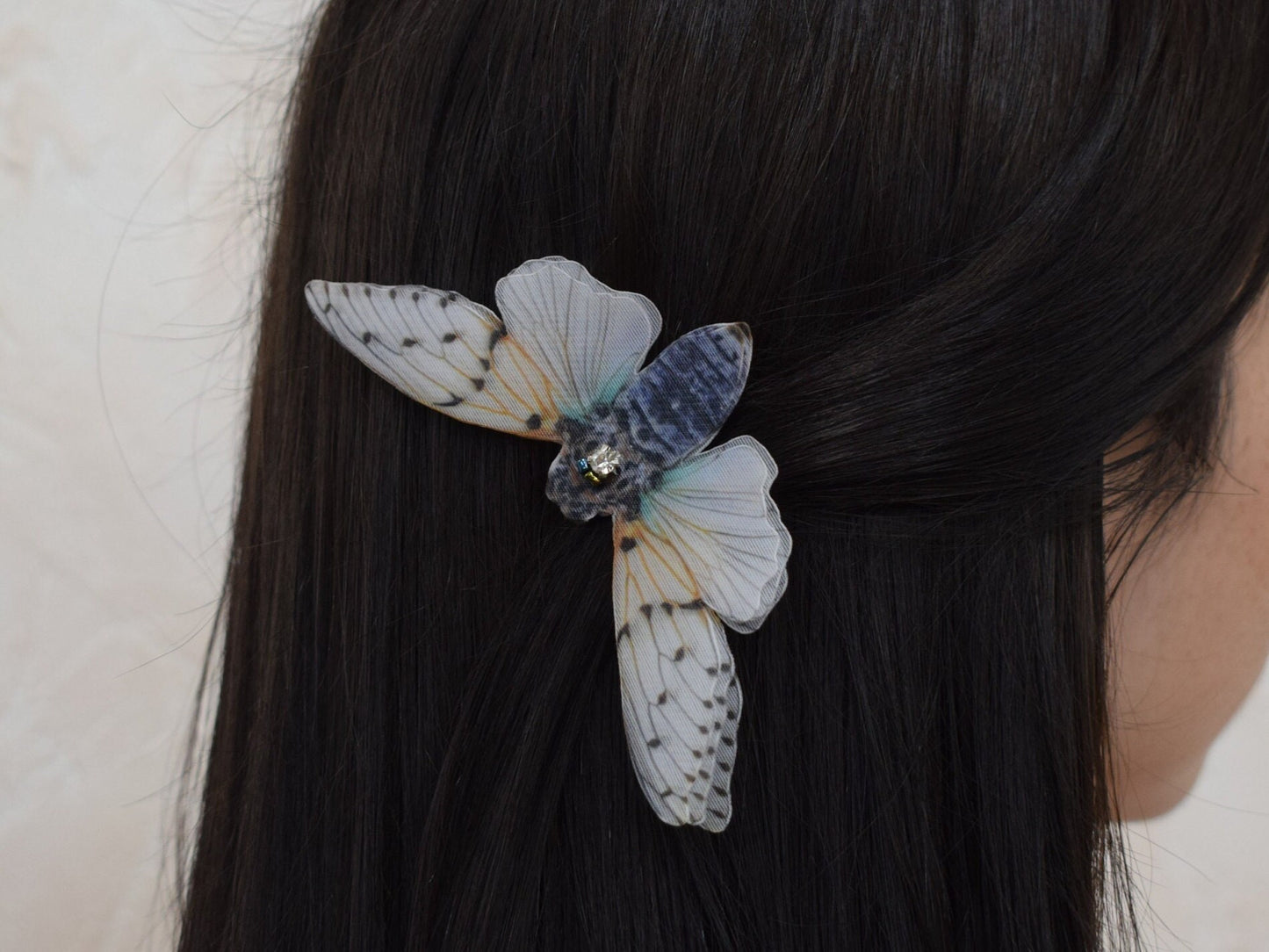 Silk cicada hair clips pins or brooch