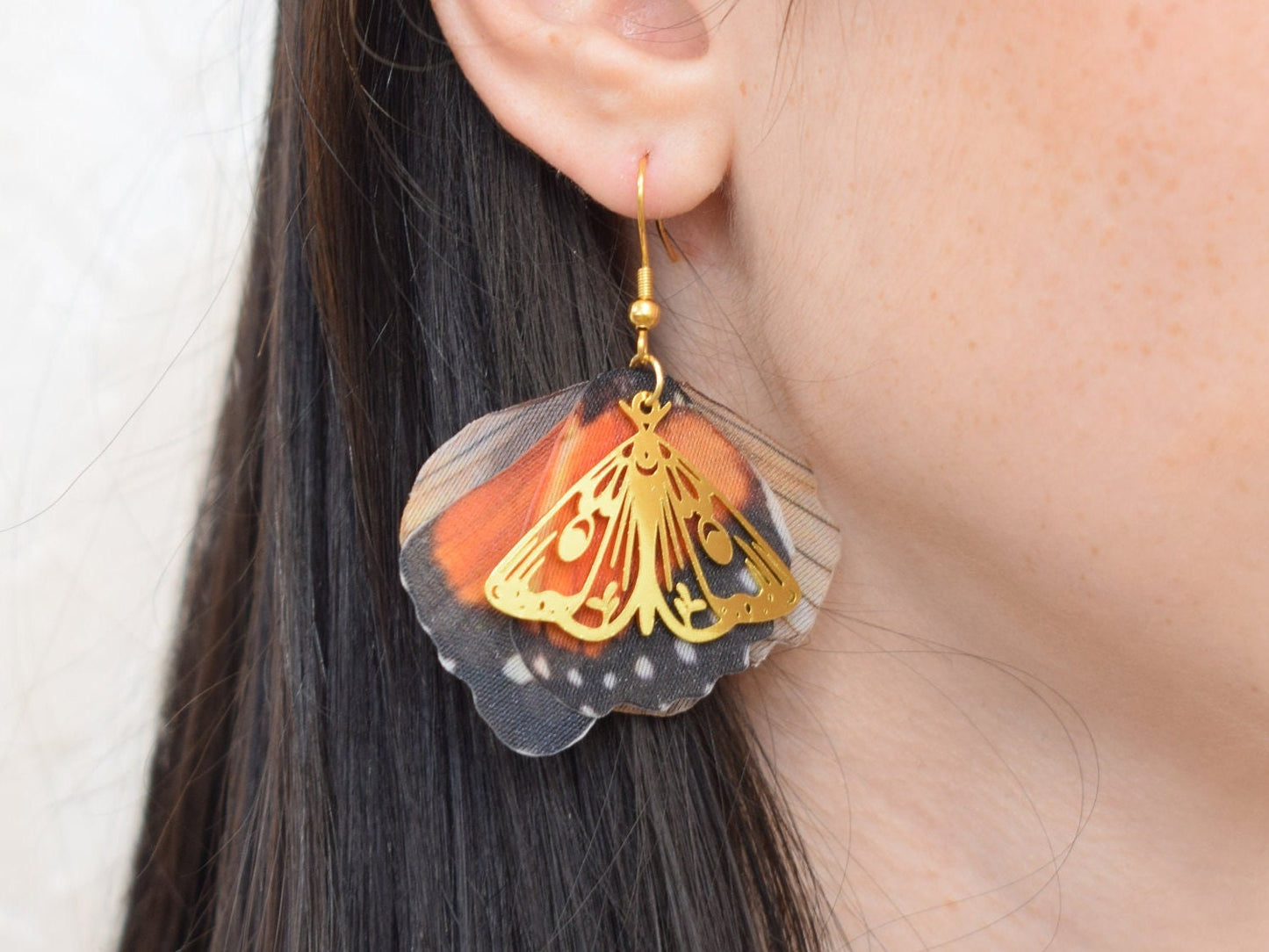 Atlas Moth Butterfly Wings Drop Earrings