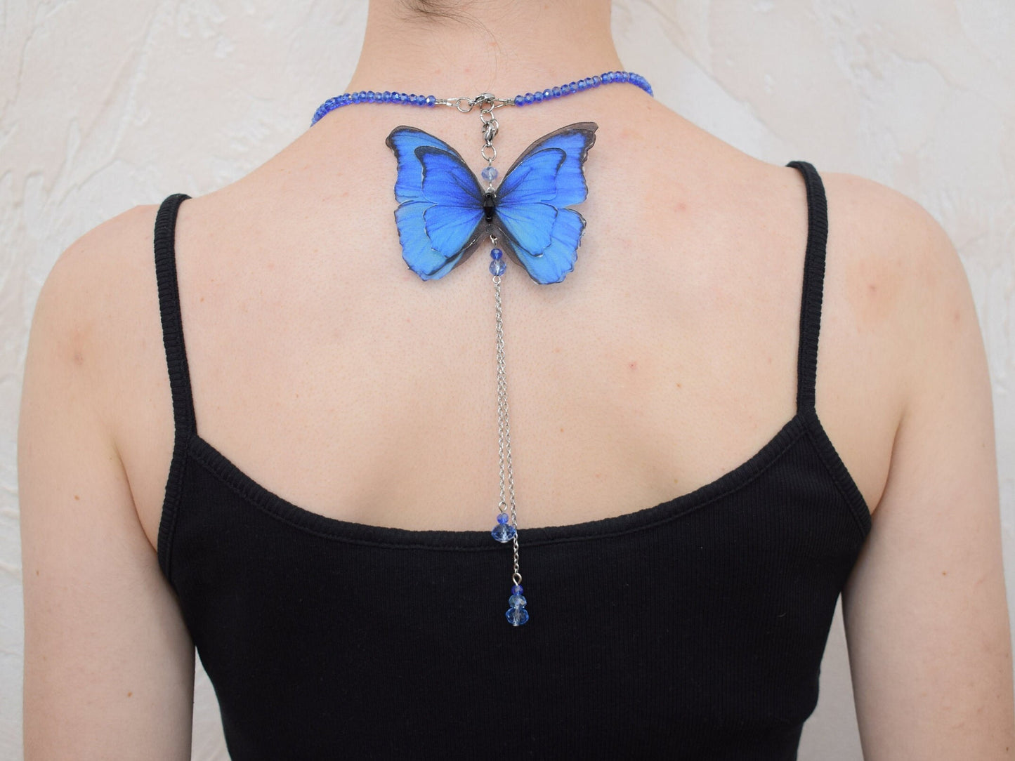 Luna moth moving butterfly wings backdrop necklace