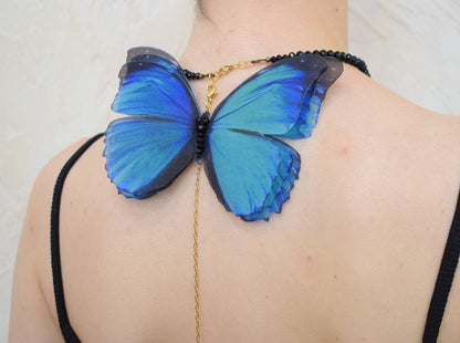 Backdrop Choker with Blue Butterfly Pendant