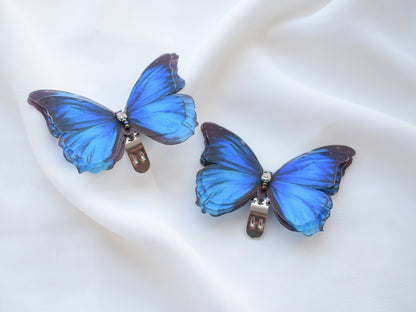 Blue Butterflies Bridal Shoe Clips