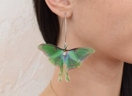 Luna moth drop earrings