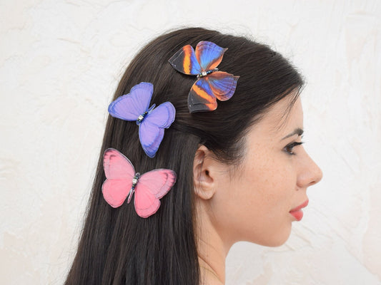 Silk butterflies hair clips or hair pin