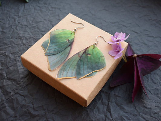 Silk butterfly wings drop earrings boho style