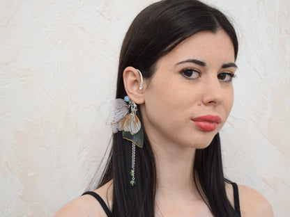 Silk luna moth wings ear cuff no piercing