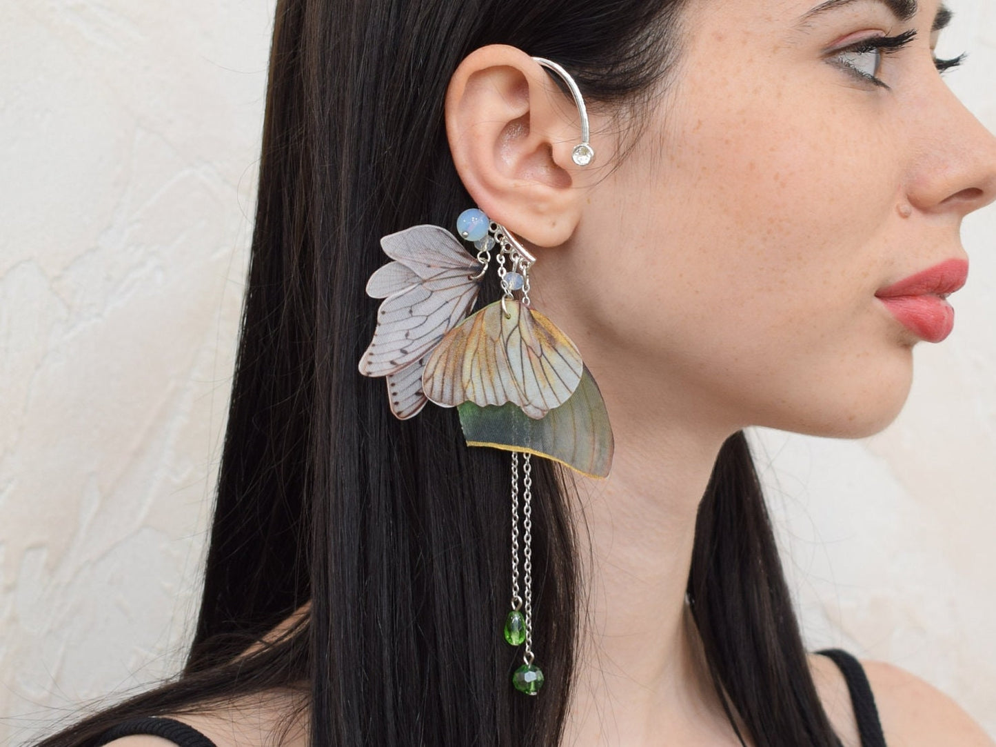 Silk luna moth wings ear cuff no piercing