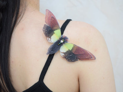 Silk cicada hair clips and earrings set