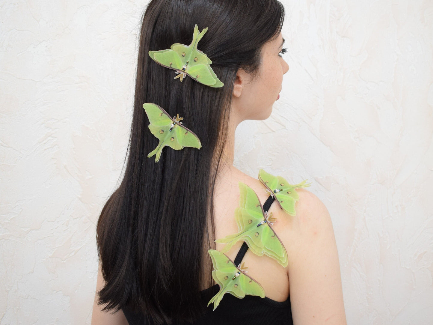 Silk luna moth hair clips or pins