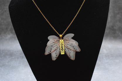 Silk cicada wings pendant necklace