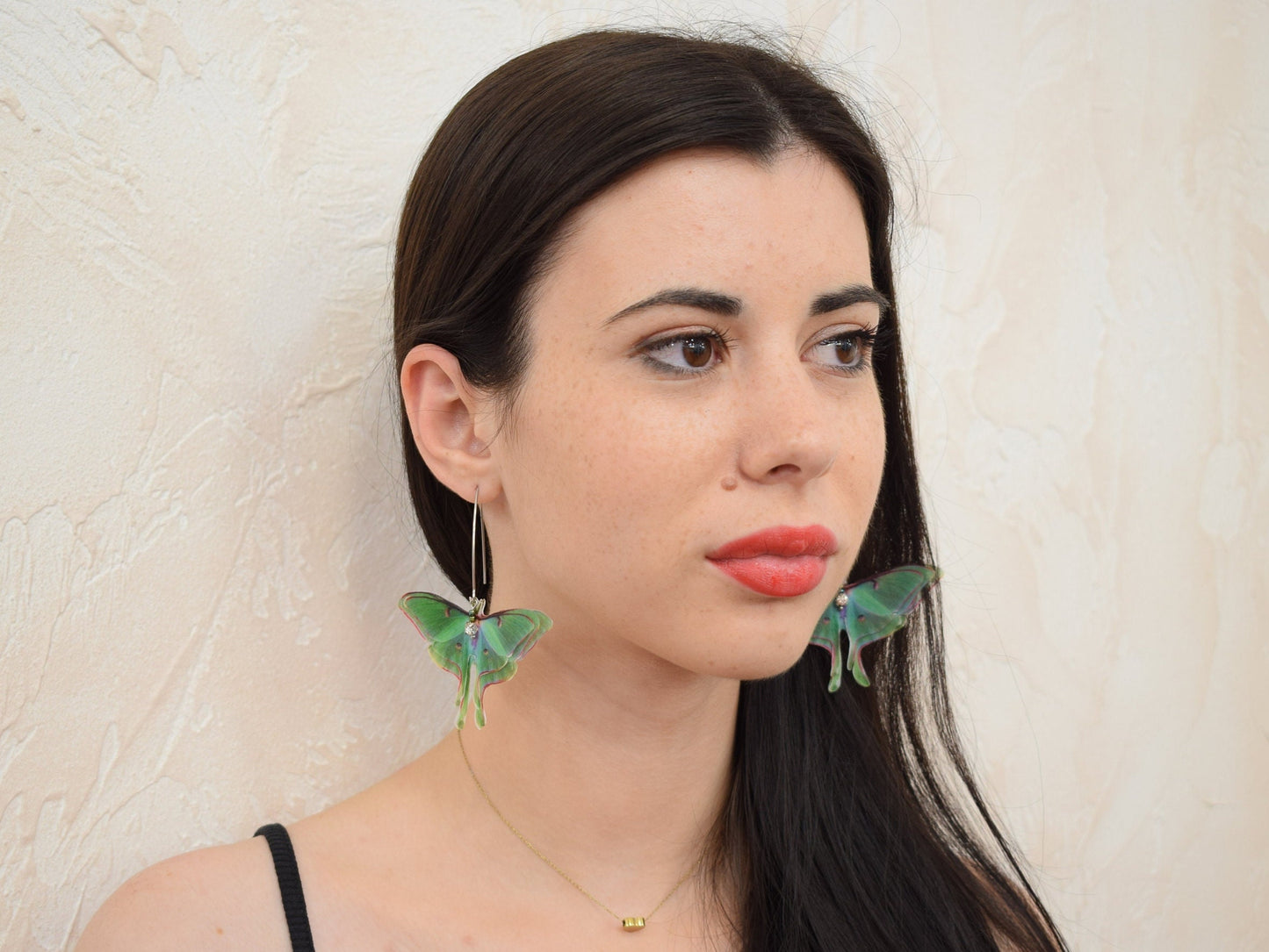 Luna moth drop earrings