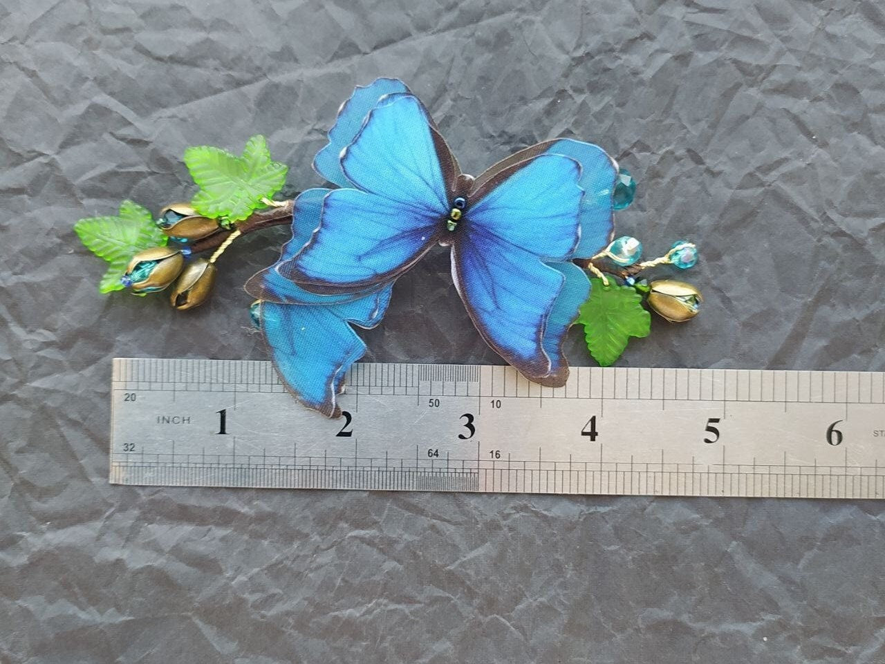 Morpho Blue Silk Butterfly Hair Comb