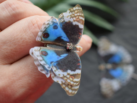 Junonia orithya silk butterfly ring adjustable size