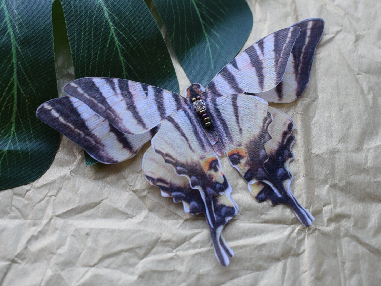 Silk Swallowtail butterflies hair clip or brooch moving wings