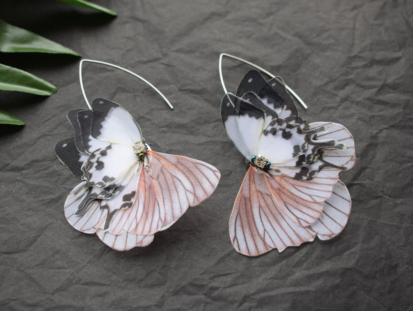 Silk butterflies drop earrings