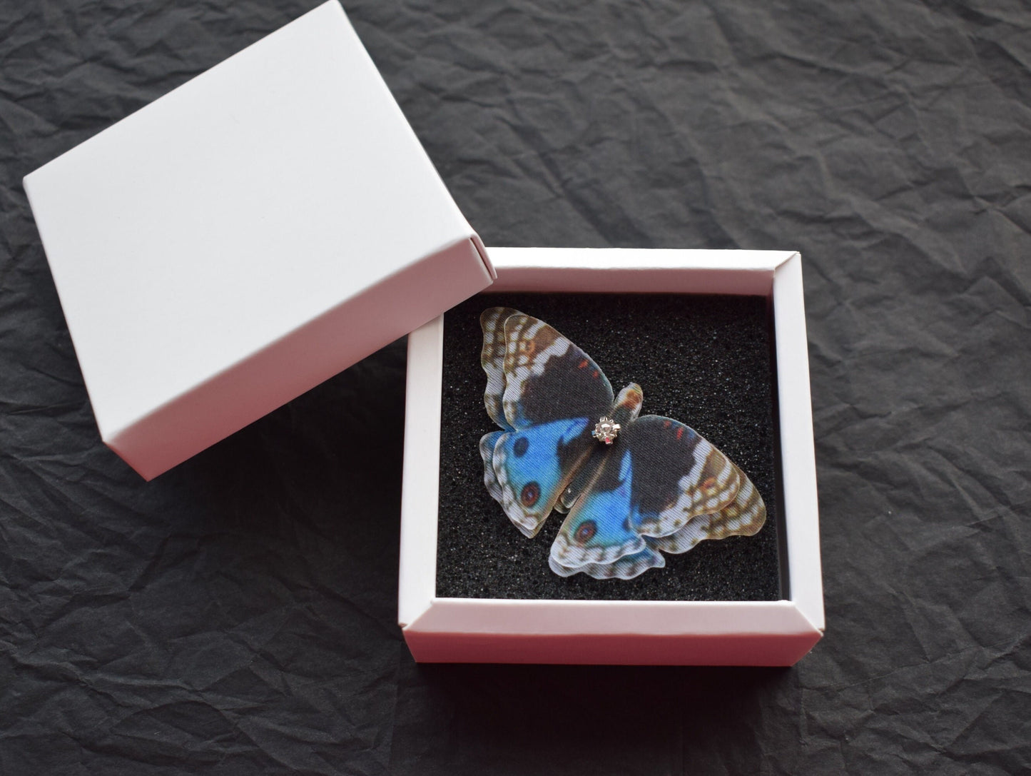 Junonia orithya silk butterfly ring adjustable size