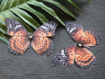 Leopard butterfly silk hair clips moving wings