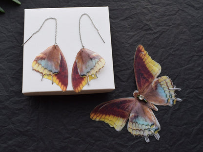 Butterfly wings earrings and silk hair clip set