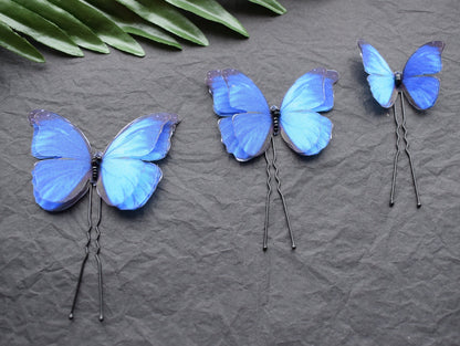 Cobalt blue butterfly hair pins something blue for bride