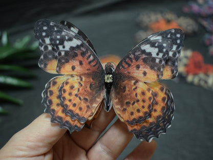 Leopard butterfly silk hair clips moving wings