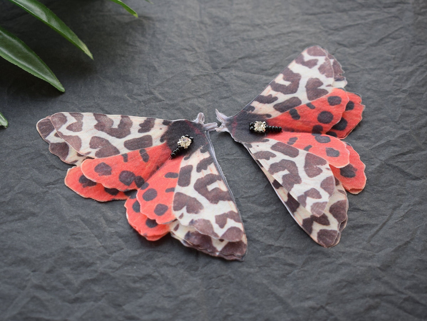 Leopard Butterfly Silk Hair Clips or Brooch