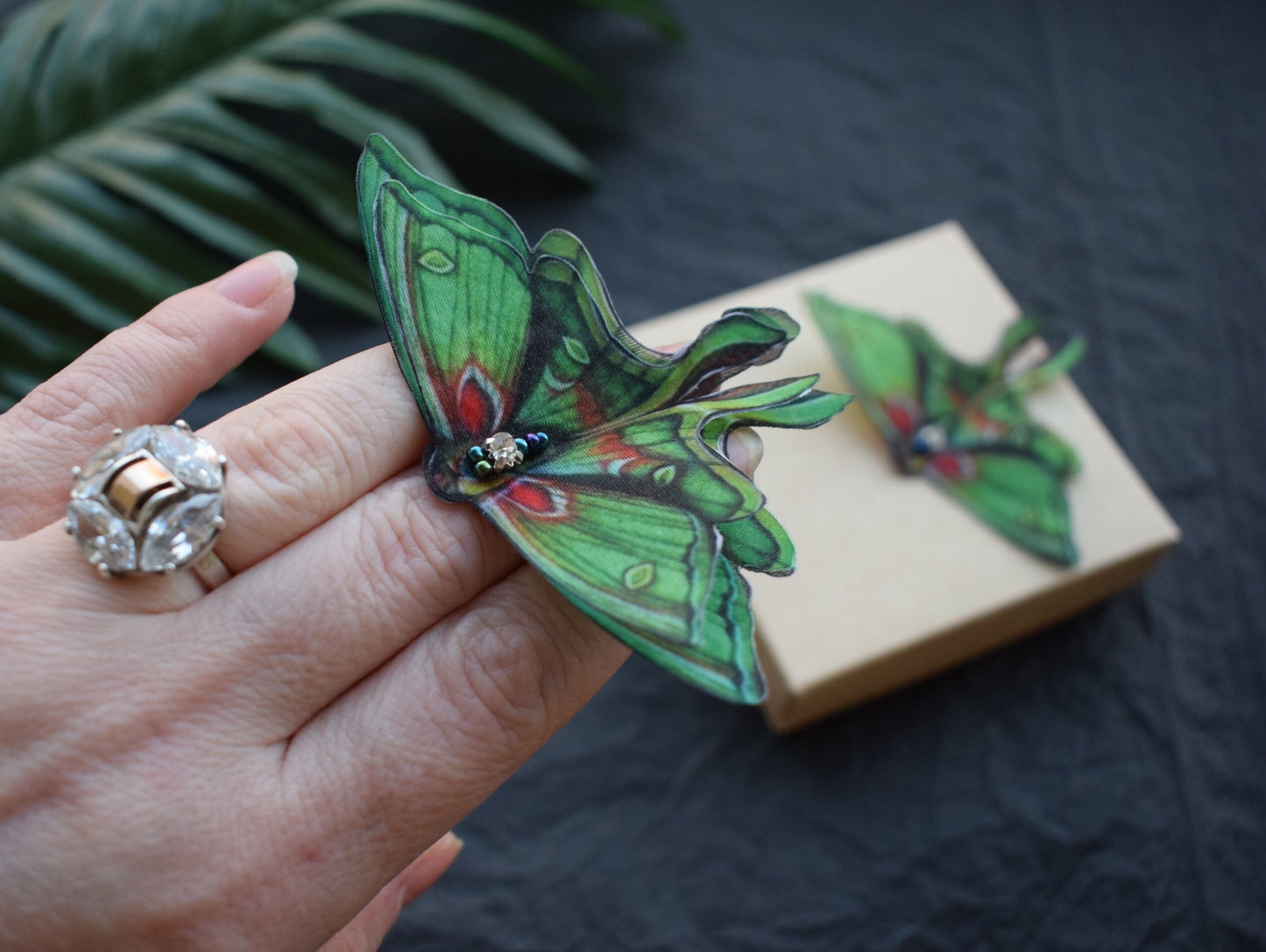 Luna moth silk pin or hair clips