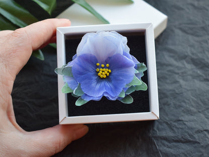 Pansies silk flower ring adjustable size