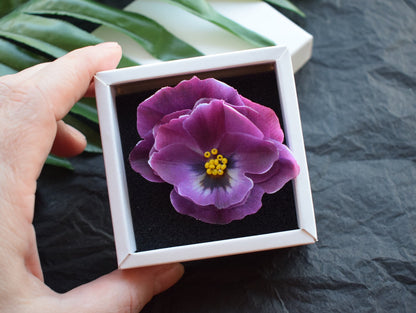 Pansies silk flower ring adjustable size