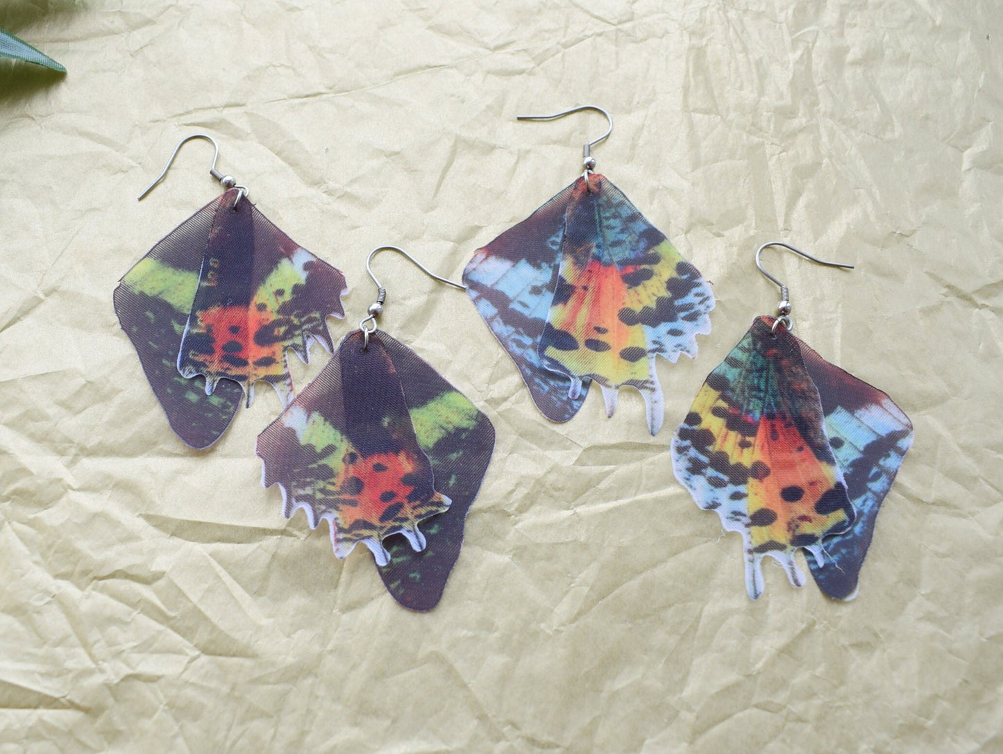 Silk Madagascar Sunset Moth earrings