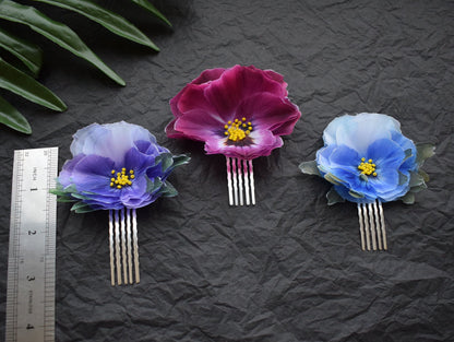 Silk Pansy Flower Hair Comb