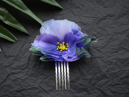 Silk Pansy Flower Hair Comb