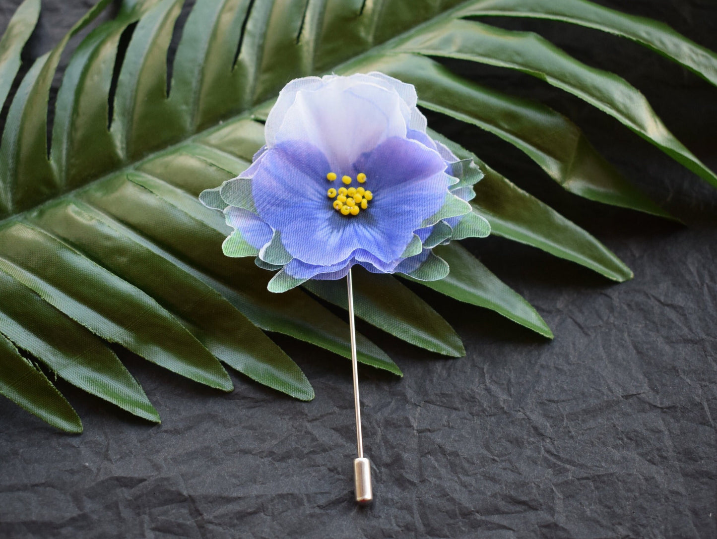 Pansies blue silk hair pins or brooch