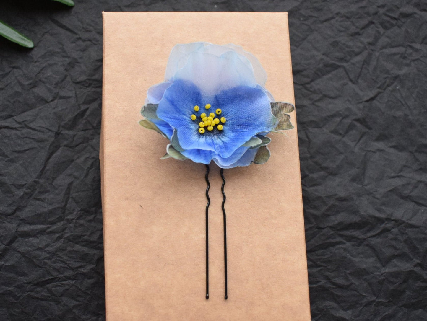 Pansies blue silk hair pins or brooch