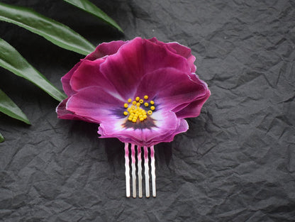 Silk Pansy Flower Hair Comb