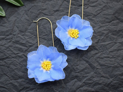 Blue Silk Forget-me-not Earrings