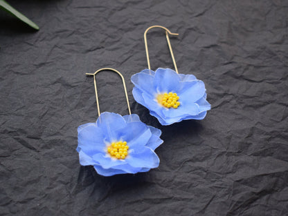 Blue Silk Forget-me-not Earrings