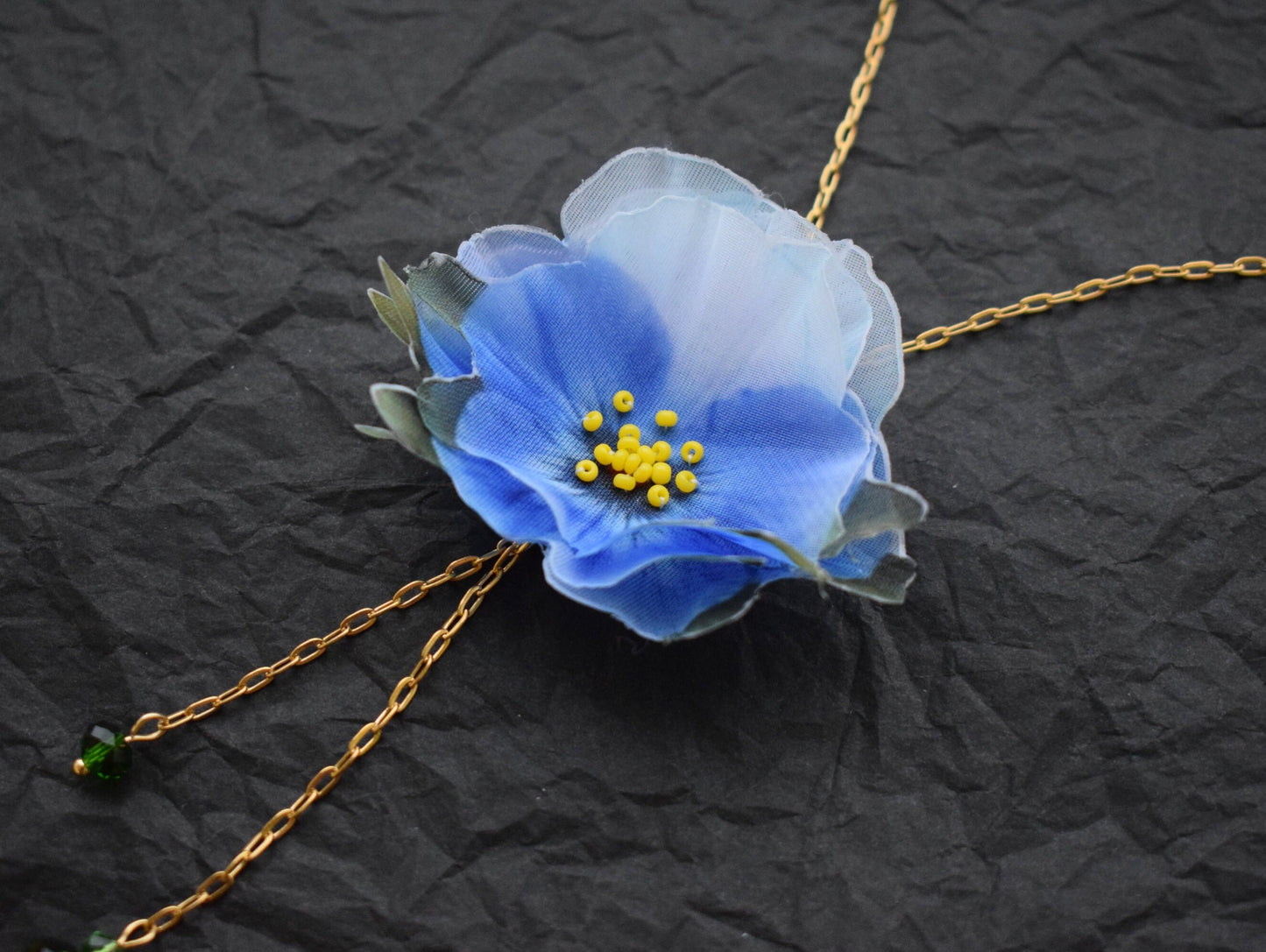 Silk Pansy Flower Pendant Necklace