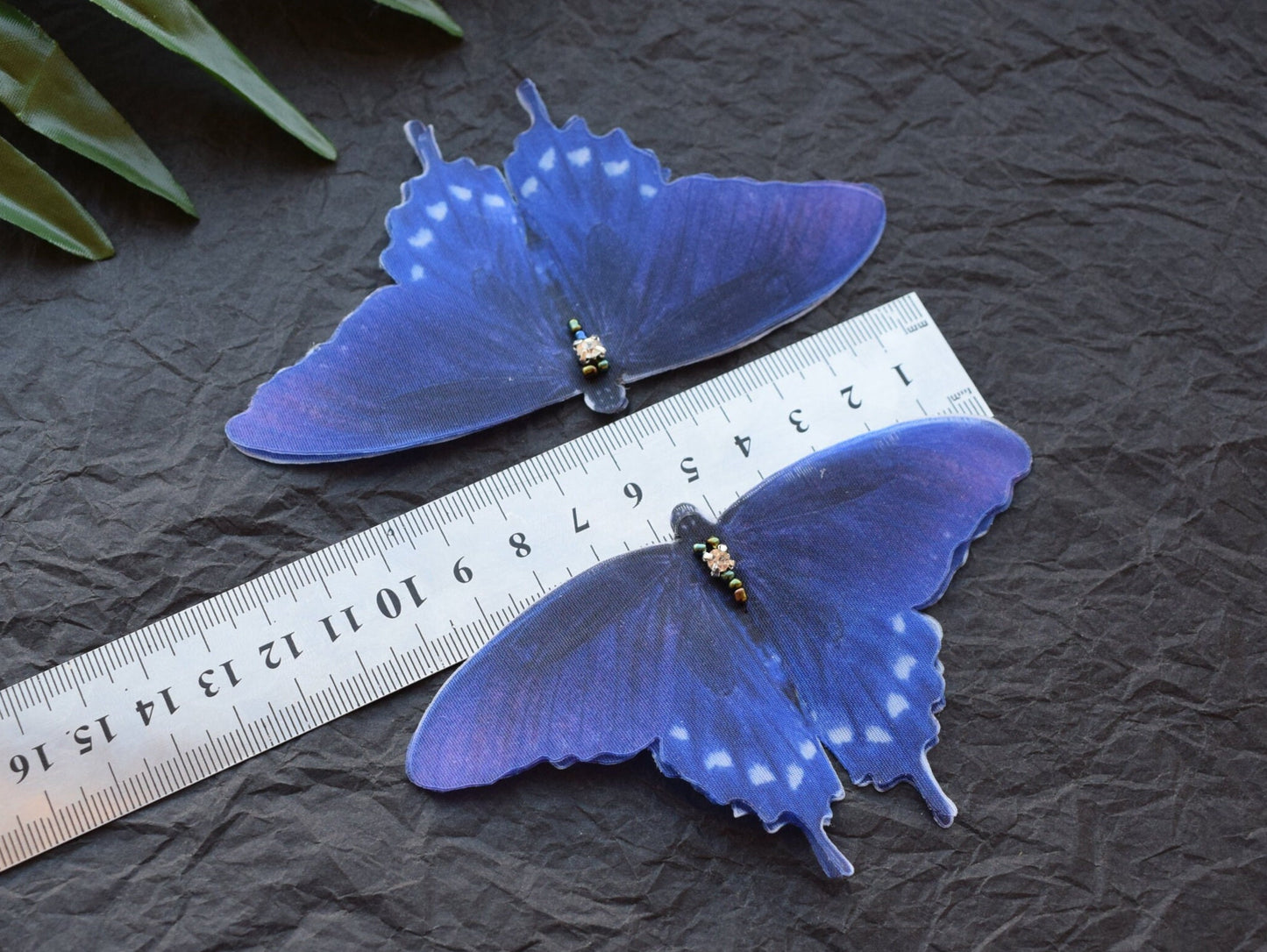 Pipevine swallowtail butterfly jewelry - Silk bright blue hair clips pins or brooch moving wings