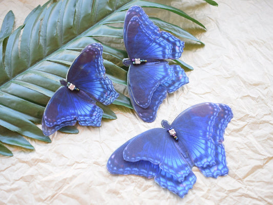 Red-spotted purple butterfly silk hair clips pins or brooch