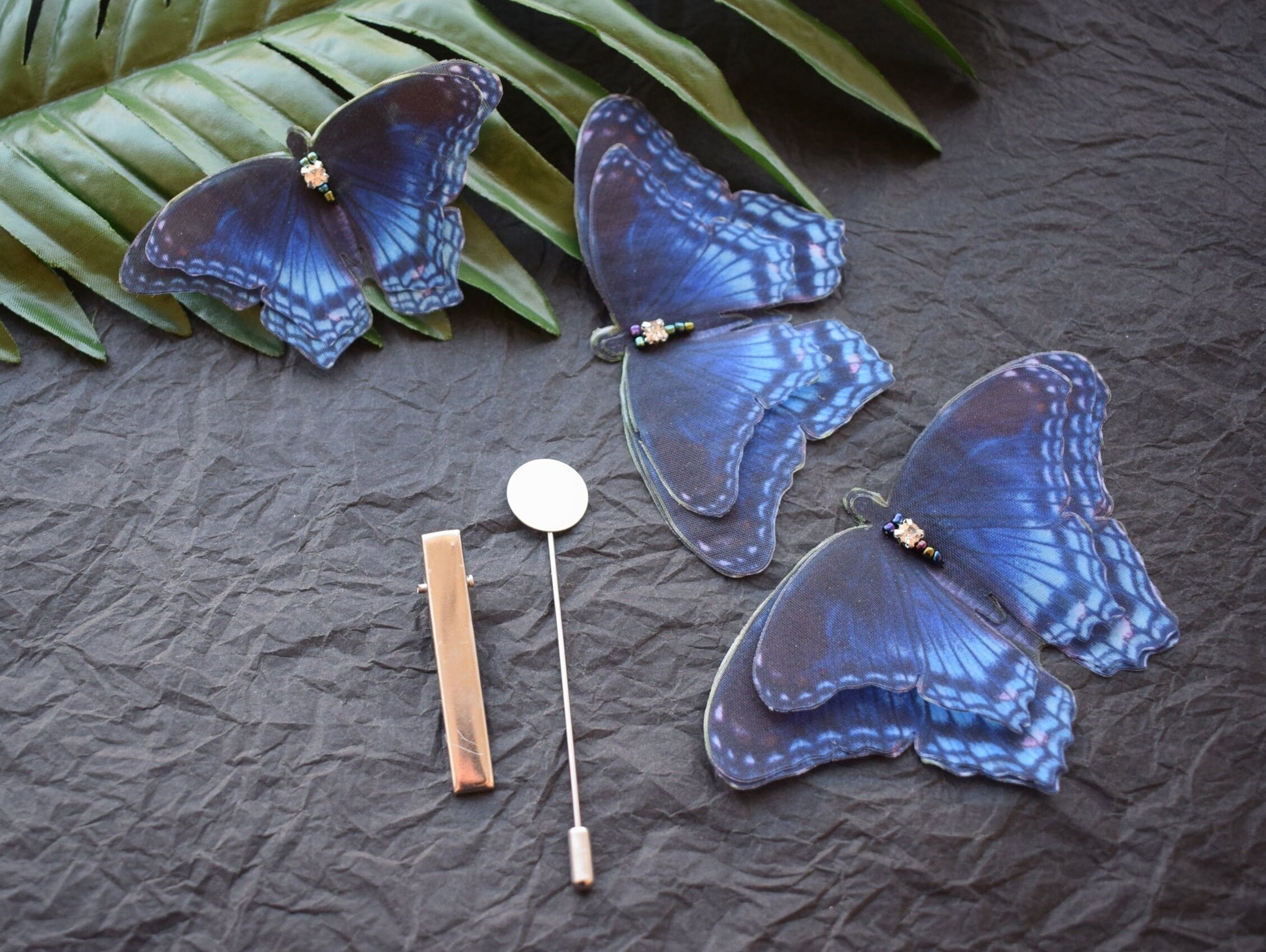 Red-spotted purple butterfly silk hair clips pins or brooch