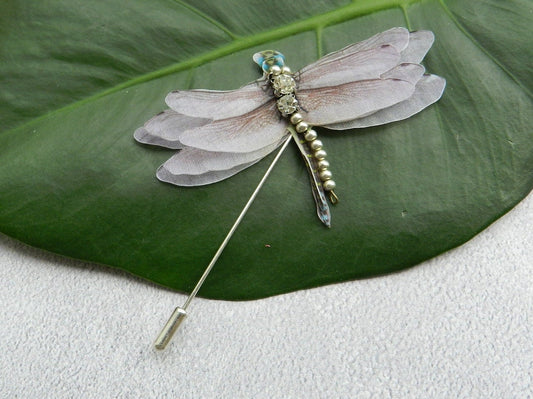 Silk dragonfly hair pin or brooch