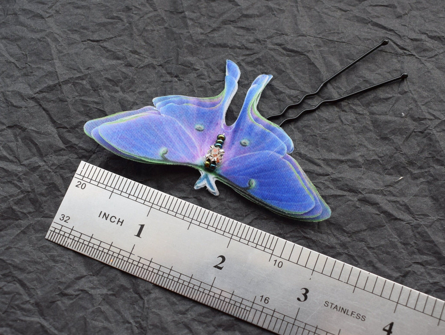 Silk luna moth butterflies hair pins