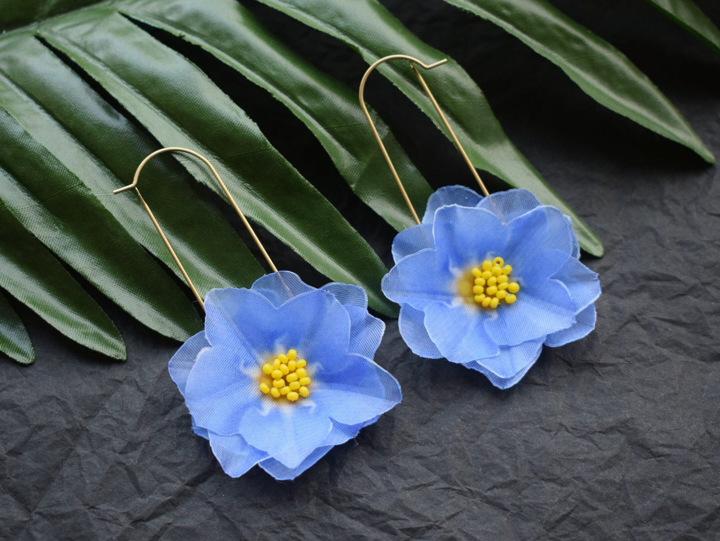 Blue Silk Forget-me-not Earrings