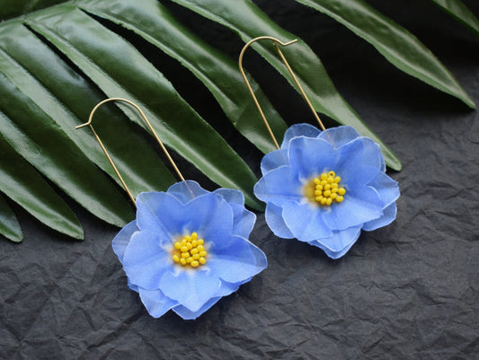 Blue Silk Forget-me-not Earrings