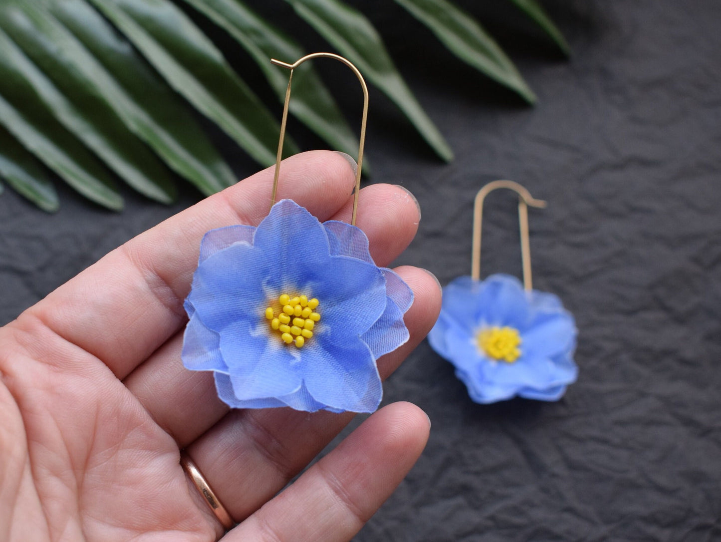 Blue Silk Forget-me-not Earrings